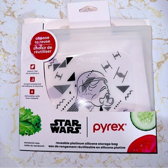 BNWT Limited Edition Star Wars Pyrex Resealable Platinum Silicone Storage Bag - Picture 1 of 3